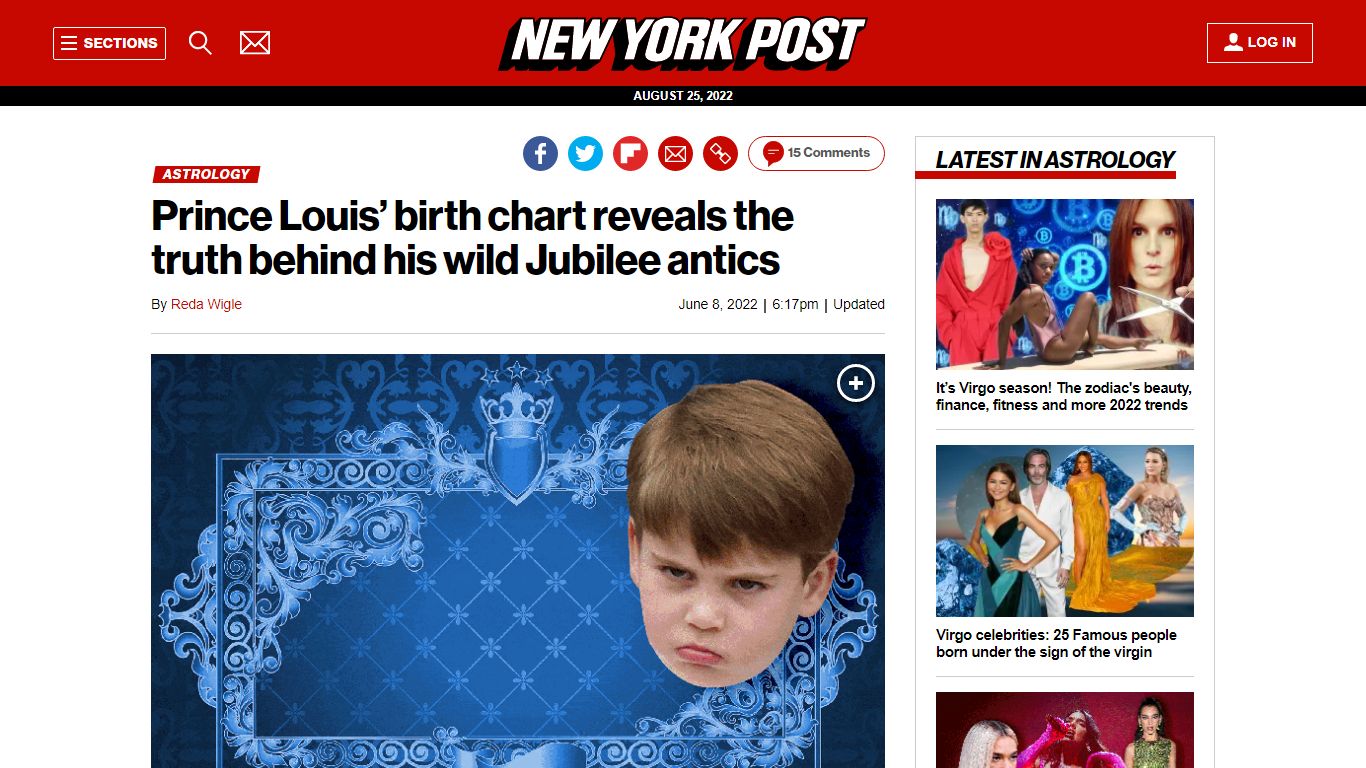 Prince Louis' birth chart: Wild Jubilee antics explained - New York Post